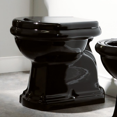 Унитаз приставной Kerasan Retro, слив в пол, черный глянец - купить по специальной цене в интернет-магазине "Уют в доме"