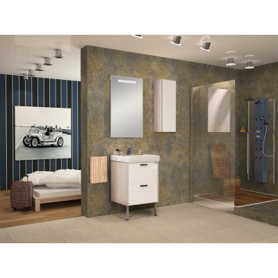 Шкаф для ванной комнаты Акватон Йорк белый / ясень фабрик - купить по специальной цене в интернет-магазине "Уют в доме"