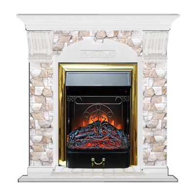 Камин для дома и дачи Glenrich Арочный Арбат белый с топкой Majestic br - купить по специальной цене в интернет-магазине "Уют в доме"