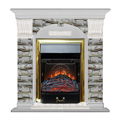 Камин для дома и дачи Glenrich Арочный Алтай беленый дуб с топкой Majestic br - купить по специальной цене в интернет-магазине "Уют в доме"