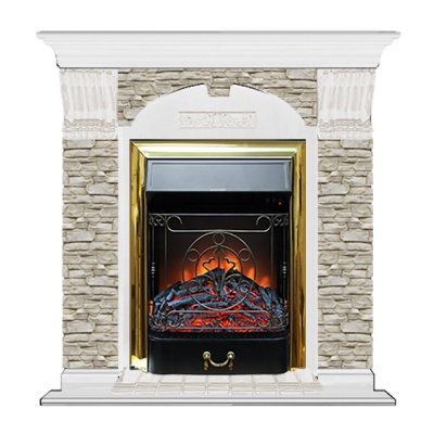 Камин для дома и дачи Glenrich Арочный Грот однотонный белый с топкой Majestic br - купить по специальной цене в интернет-магазине "Уют в доме"