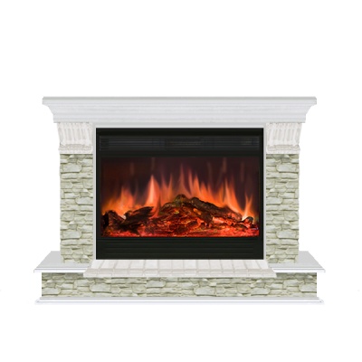 Камин для дома и дачи Glenrich Панорама P 33 Грот однотонный беленый дуб - купить по специальной цене в интернет-магазине "Уют в доме"